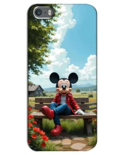 Чехол для iPhone 5 / 5s / SE с картинкой «Микки на скамейке»