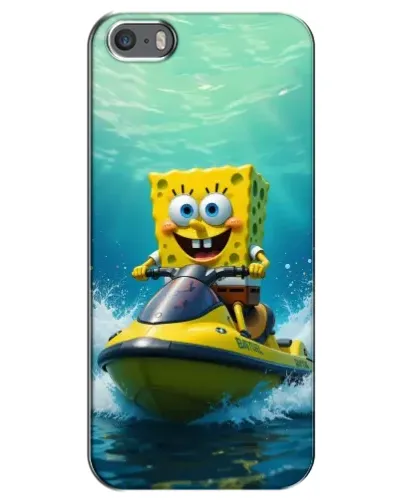 Чехол для iPhone 5 / 5s / SE с картинкой «Спанч Боб на гидроцикле»
