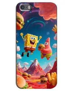 Чехол для iPhone 5 / 5s / SE с картинкой «Космический фастфуд»
