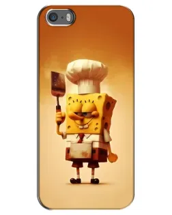 Чехол для iPhone 5 / 5s / SE с картинкой «Губка Боб повар»