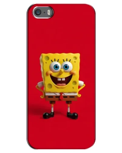Чехол для iPhone 5 / 5s / SE с картинкой «Спанч Боб на красном»