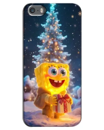 Чехол для iPhone 5 / 5s / SE с картинкой «Рождественский Спанч Боб»