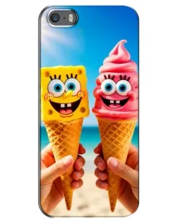 Чехол для iPhone 5 / 5s / SE с картинкой «Спанч Боб мороженое»