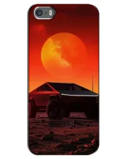 Чехол для iPhone 5 / 5s / SE с картинкой «Cybertruck на Марсе»