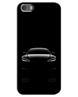 Чехол для iPhone 5 / 5s / SE с картинкой «Силуэт Tesla Night»