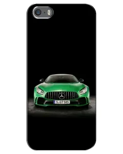 Чехол для iPhone 5 / 5s / SE с картинкой «Mercedes — неоновый лого»