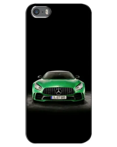 Чехол для iPhone 5 / 5s / SE с картинкой «Mercedes — неоновый лого»