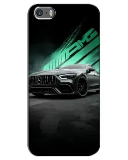 Чехол для iPhone 5 / 5s / SE с картинкой «Темный Mercedes AMG»