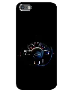 Чехол для iPhone 5 / 5s / SE с картинкой «Салон Audi — руль»