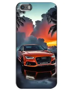 Чехол для iPhone 5 / 5s / SE с картинкой «Audi — закат»