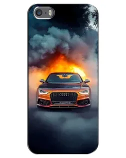 Чехол для iPhone 5 / 5s / SE с картинкой «Audi в огненном дыму»