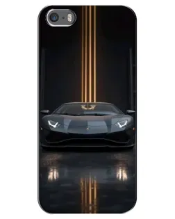 Чехол для iPhone 5 / 5s / SE с картинкой «Lamborghini золотые линии»