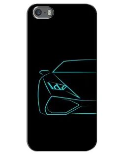 Чехол для iPhone 5 / 5s / SE с картинкой «Голубой силуэт Lamborghini» Чехол для iPhone 5 / 5s / SE с картинкой «Голубой силуэт Lamborghini»