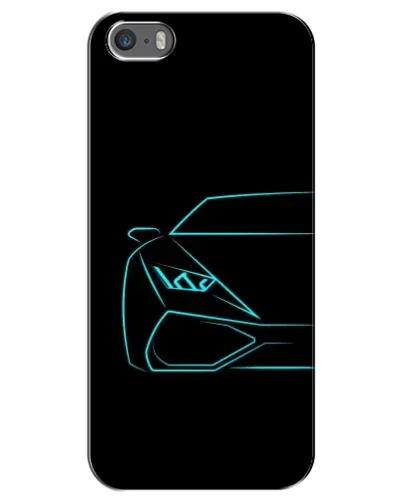 Чехол для iPhone 5 / 5s / SE с картинкой «Голубой силуэт Lamborghini»