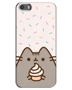Чехол для iPhone 5 / 5s / SE с картинкой «Пушин с кексом»