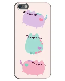 Чехол для iPhone 5 / 5s / SE с картинкой «Pusheen трио»