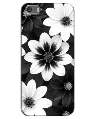 Чехол для iPhone 5 / 5s / SE с картинкой «Монохромные астры»