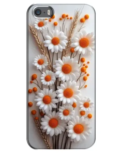 Чехол для iPhone 5 / 5s / SE с картинкой «Белые сухоцветы»