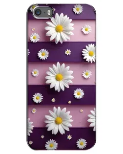 Чехол для iPhone 5 / 5s / SE с картинкой «Ромашки на фиолетовом» Чехол для iPhone 5 / 5s / SE с картинкой «Ромашки на фиолетовом»