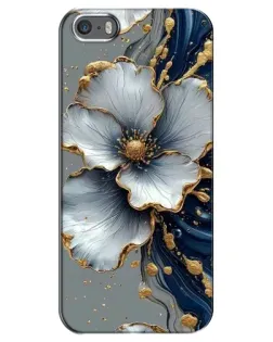 Чехол для iPhone 5 / 5s / SE с картинкой «Белый цветок и золотой флюид» Чехол для iPhone 5 / 5s / SE с картинкой «Белый цветок и золотой флюид»