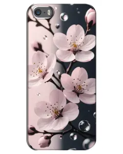 Чехол для iPhone 5 / 5s / SE с картинкой «Нежная сакура и капли» Чехол для iPhone 5 / 5s / SE с картинкой «Нежная сакура и капли»