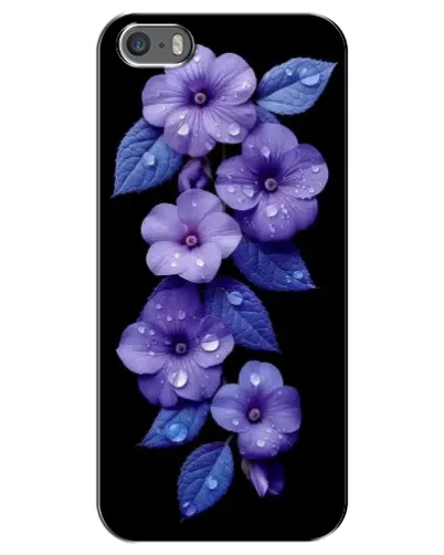 Чехол для iPhone 5 / 5s / SE с картинкой «Фиолетовые цветы с росою»