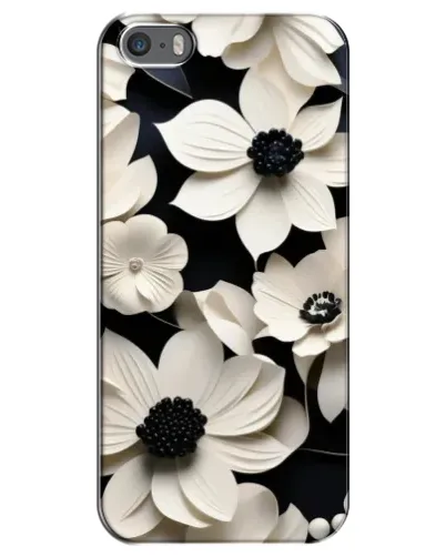 Чехол для iPhone 5 / 5s / SE с картинкой «Объемные белые цветы»