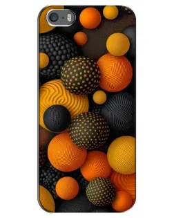 Чехол для iPhone 5 / 5s / SE с картинкой «Объемные оранжевые сферы»