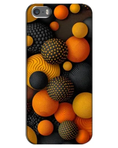 Чехол для iPhone 5 / 5s / SE с картинкой «Объемные оранжевые сферы»