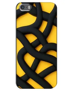 Чехол для iPhone 5 / 5s / SE с картинкой «Черное желтое переплетение»