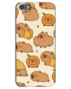 Чехол для iPhone 5 / 5s / SE с картинкой «Капибары с апельсинами»