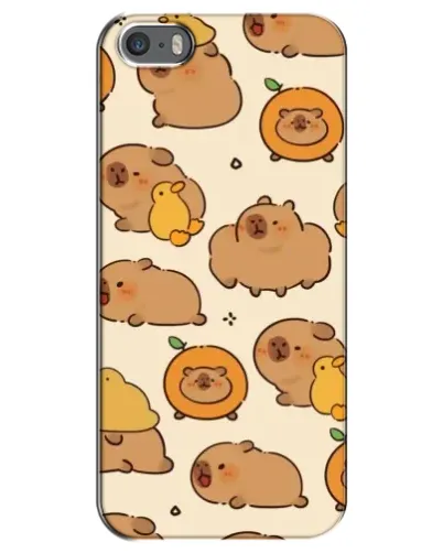 Чехол для iPhone 5 / 5s / SE с картинкой «Капибары с апельсинами»