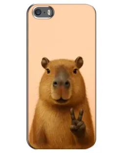 Чехол для iPhone 5 / 5s / SE с картинкой «Капибара виктория»