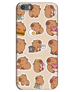 Чехол для iPhone 5 / 5s / SE с картинкой «Капибары паттерн»