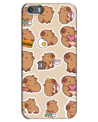 Чехол для iPhone 5 / 5s / SE с картинкой «Капибары паттерн»