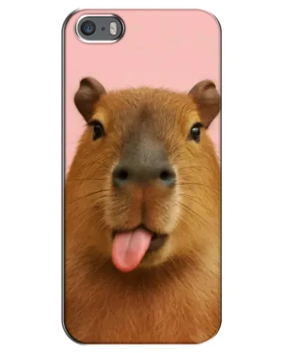 Чехол для iPhone 5 / 5s / SE с картинкой «Капибара с языком»
