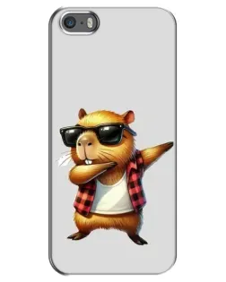 Чехол для iPhone 5 / 5s / SE с картинкой «Капибара рэпер даб»