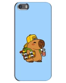 Чехол для iPhone 5 / 5s / SE с картинкой «Капибара на скейте»