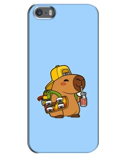 Чехол для iPhone 5 / 5s / SE с картинкой «Капибара на скейте»