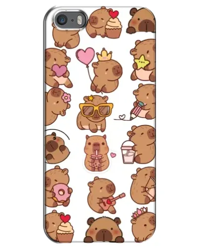 Чехол для iPhone 5 / 5s / SE с картинкой «Стикерпак с капибарами»