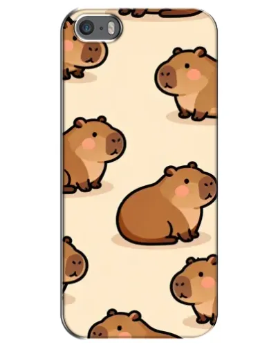 Чехол для iPhone 5 / 5s / SE с картинкой «Паттерн милых капибар»