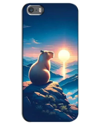 Чехол для iPhone 5 / 5s / SE с картинкой «Закат солнца с капибарой»