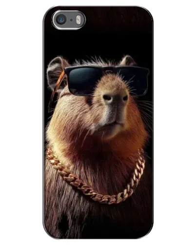 Чехол для iPhone 5 / 5s / SE с картинкой «Капибара золотая цепь»