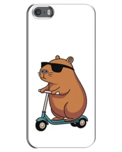 Чехол для iPhone 5 / 5s / SE с картинкой «Капибара на самокате»