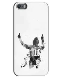 Чехол для iPhone 5 / 5s / SE с картинкой «Черно-белый силуэт Месси»