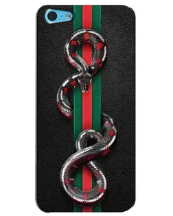 Чехол для iPhone 5c с картинкой «Gucci — змея на полосе»
