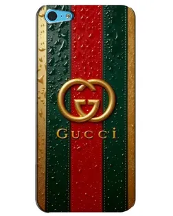 Чехол для iPhone 5c с картинкой «Gucci — фирменная полоса и золото»
