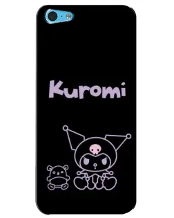 Чехол для iPhone 5c с картинкой «Kuromi — черный минимализм»