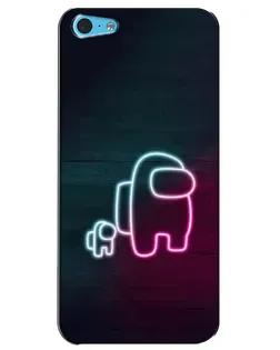 Чехол для iPhone 5c с картинкой «Among Us неон-арт»