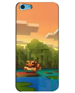 Чехол для iPhone 5c с картинкой «Майнкрафт закат солнца»